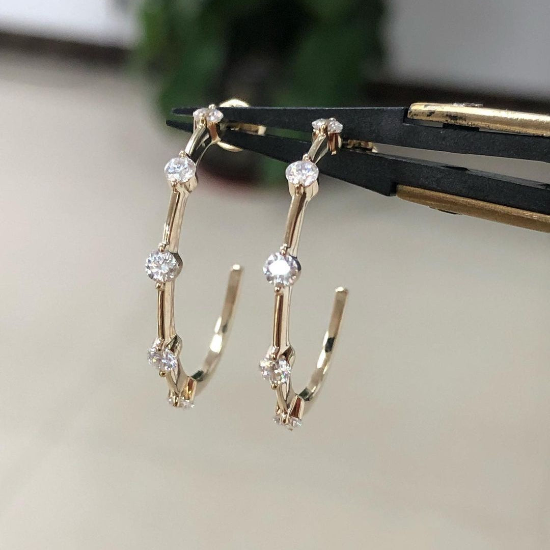 0.24 TCW Round Cut Moissanite Open Hoop Earrings 2