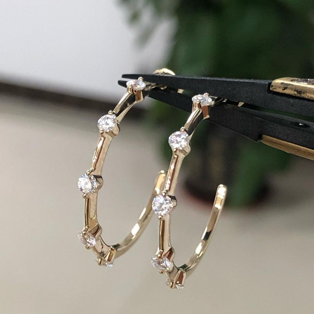 0.24 TCW Round Cut Moissanite Open Hoop Earrings 1