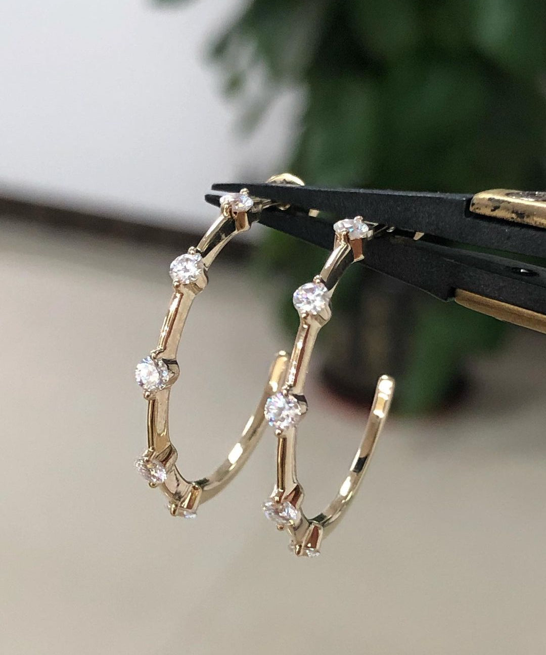 0.24 TCW Round Cut Moissanite Open Hoop Earrings 1