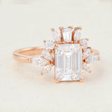 Cluster Engagement Ring Featuring 1.60 CT Emerald Moissanite 4