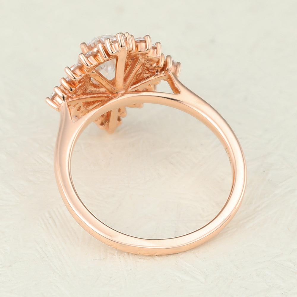 Cluster Halo Engagement Ring Featuring 1.33 CT Oval Moissanite 5