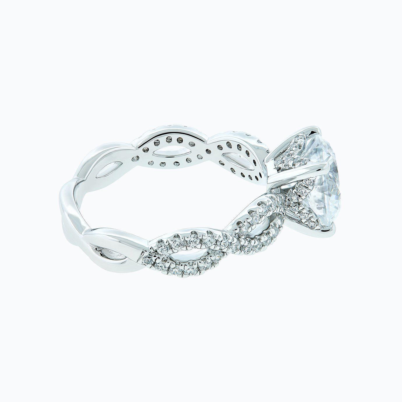 2.0 CT Round Shaped Moissanite Twisted Pave Engagement Ring