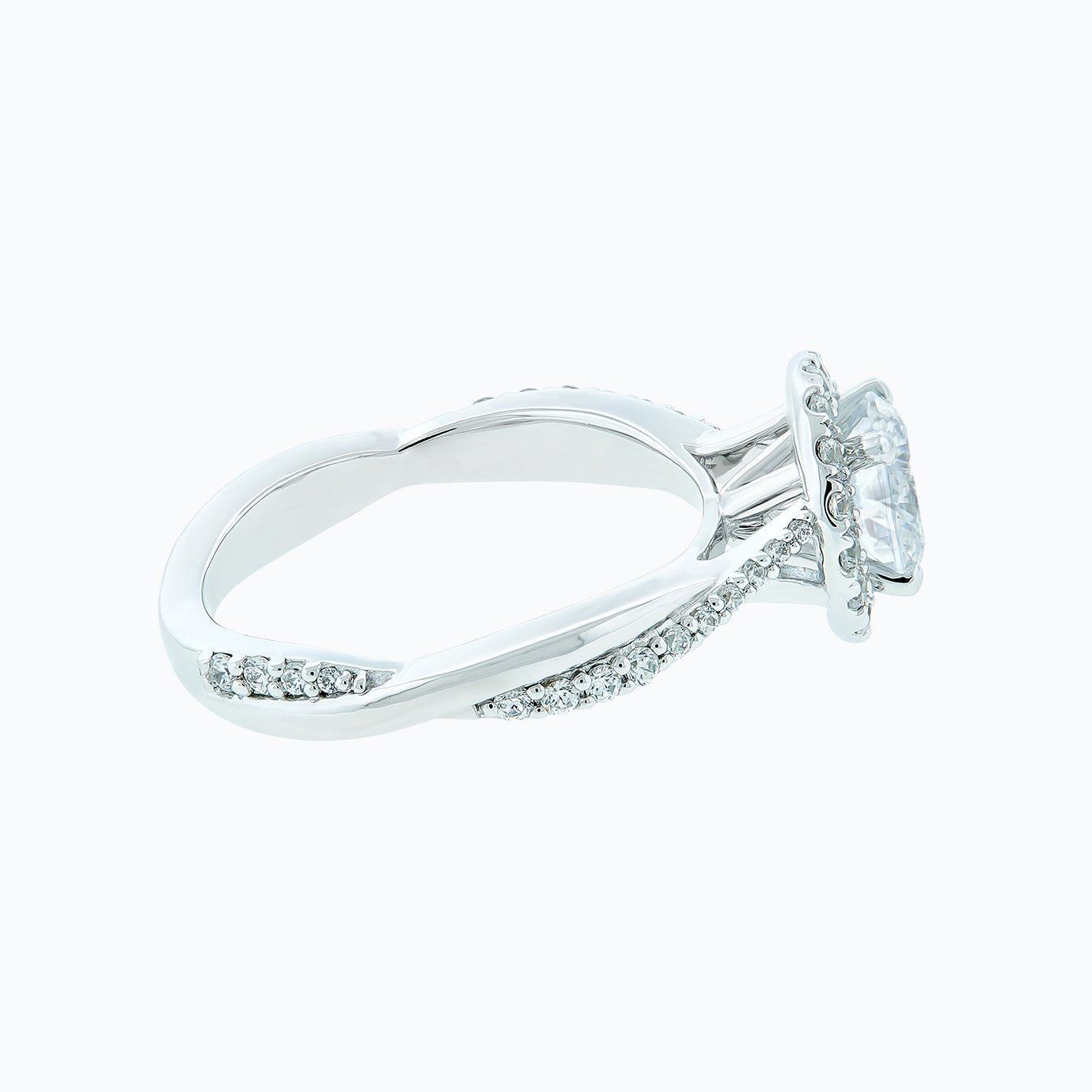 1.0 CT Round Shaped Moissanite Halo & Twisted Pave Engagement Ring