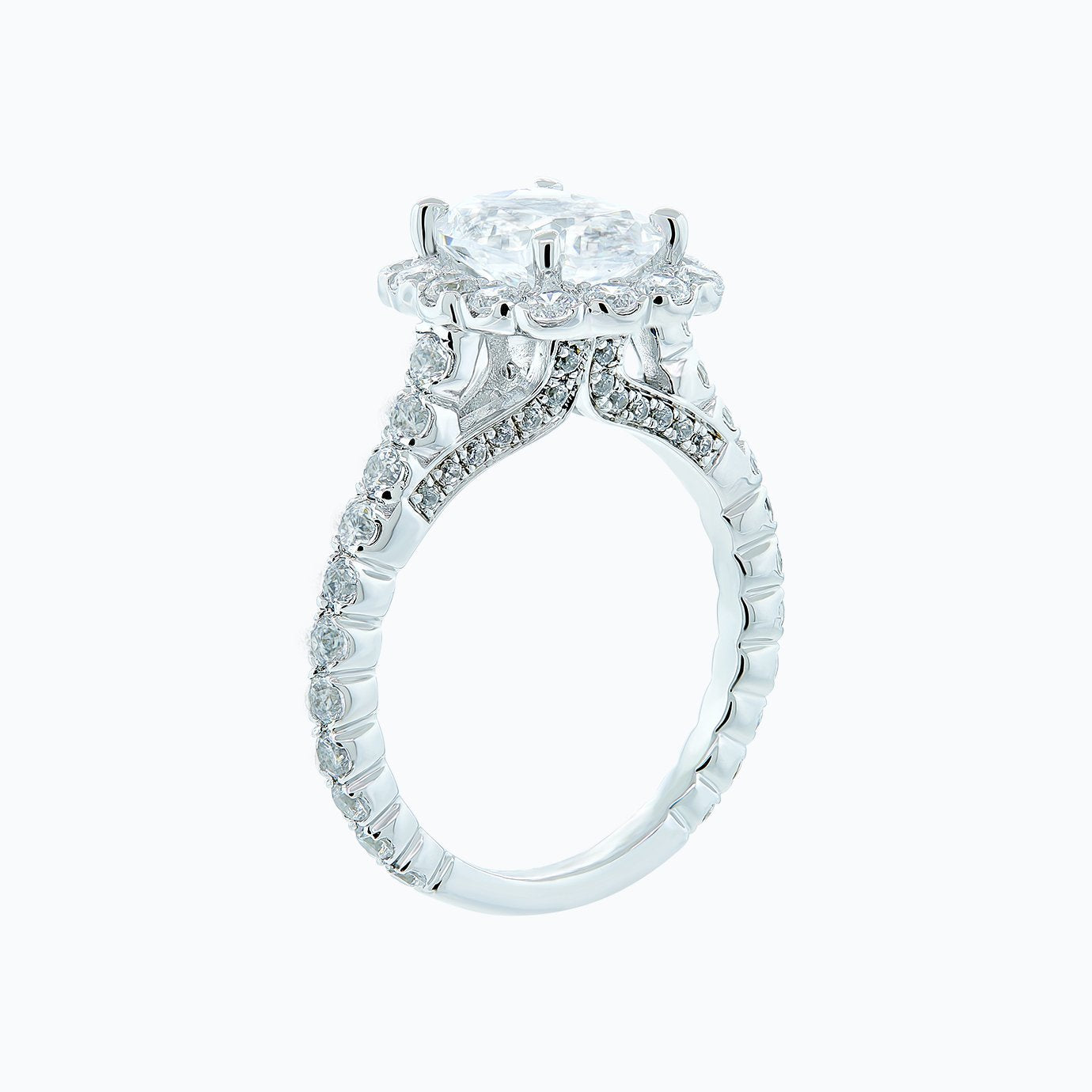 2.0 CT Elongated Cushion Shaped Moissanite Halo & Pave Engagement Ring