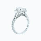 2.0 CT Elongated Cushion Shaped Moissanite Halo & Pave Engagement Ring
