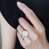 2.0 CT Elongated Cushion Shaped Moissanite Halo & Pave Engagement Ring