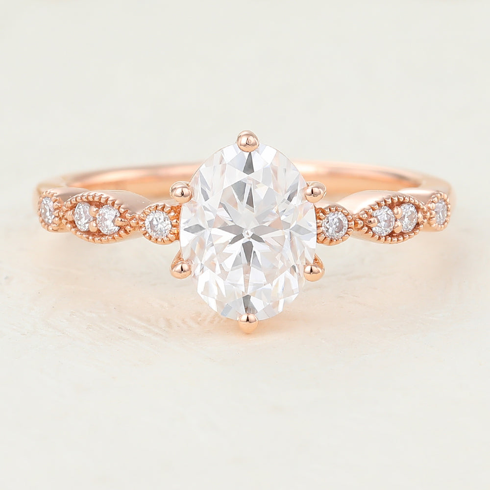Pave Engagement Ring Featuring 1.33 CT Oval Moissanite 1