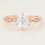 Pave Engagement Ring Featuring 1.33 CT Oval Moissanite 1