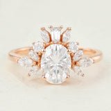 Cluster Engagement Ring Featuring 1.33 CT Oval Moissanite 1