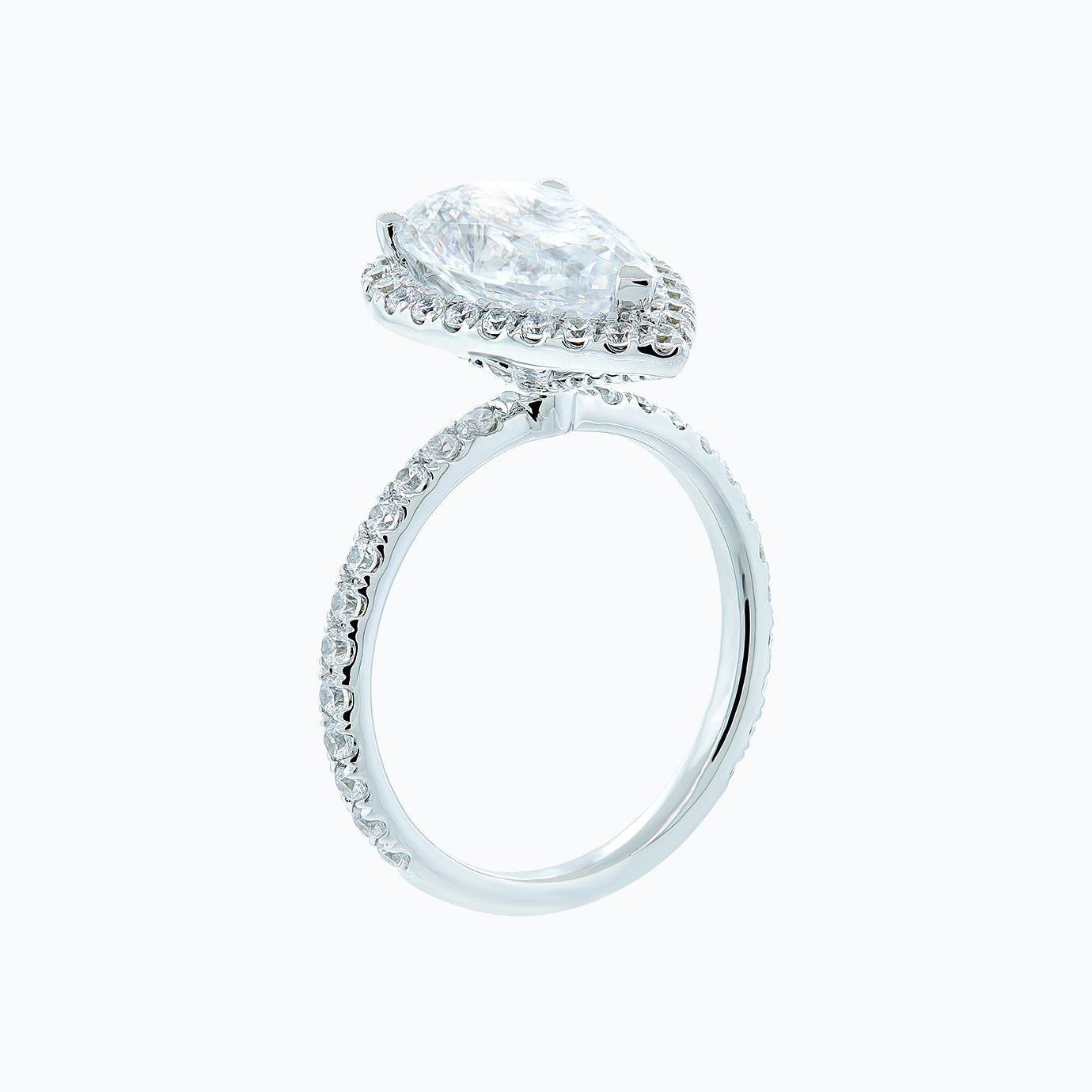 3.0 CT Pear Shaped Moissanite Halo & Pave Engagement Ring