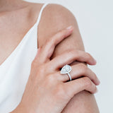 3.0 CT Pear Shaped Moissanite Halo & Pave Engagement Ring