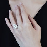 3.0 CT Pear Shaped Moissanite Halo & Pave Engagement Ring