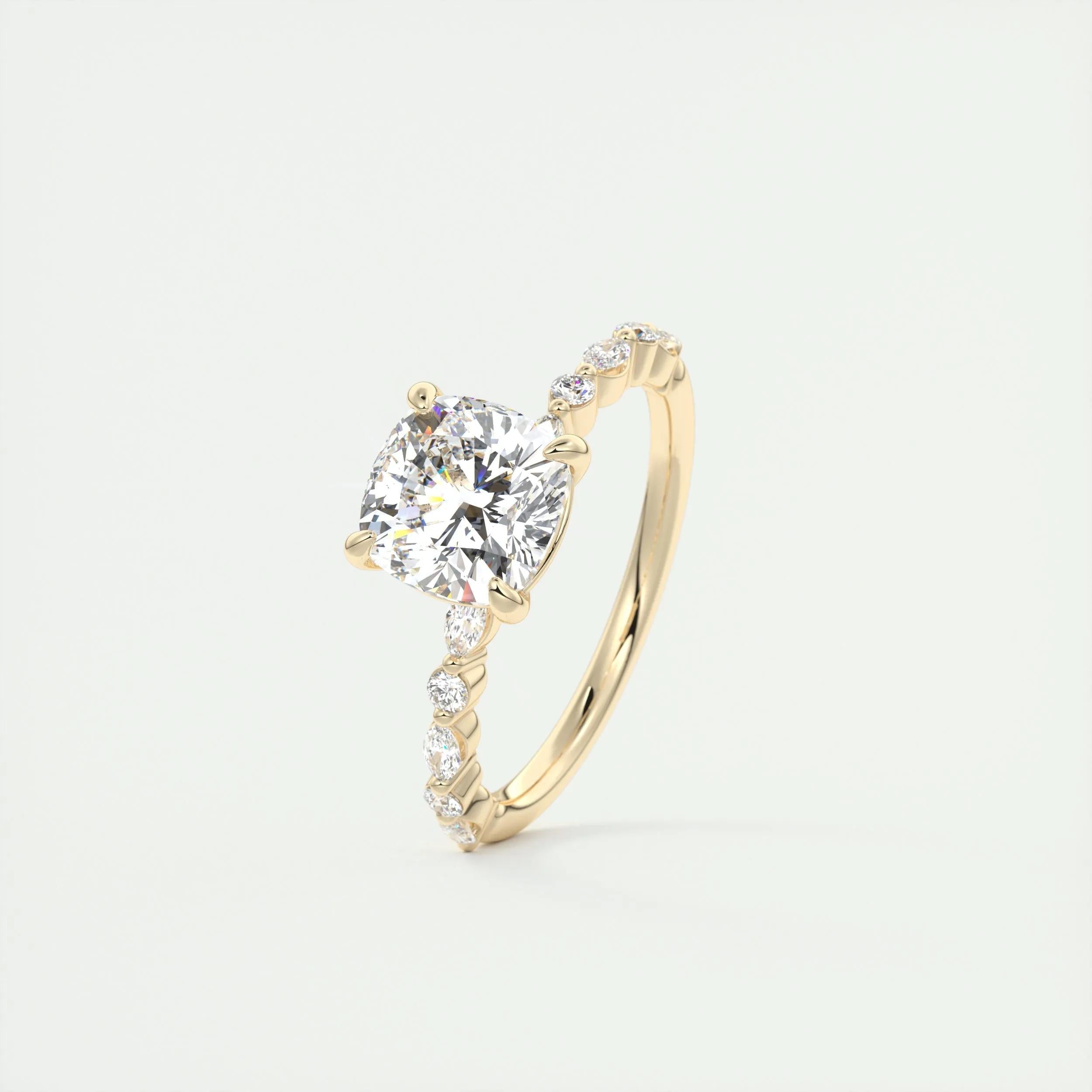 Pave Engagement Ring Featuring 2.0 CT Cushion Moissanite 11