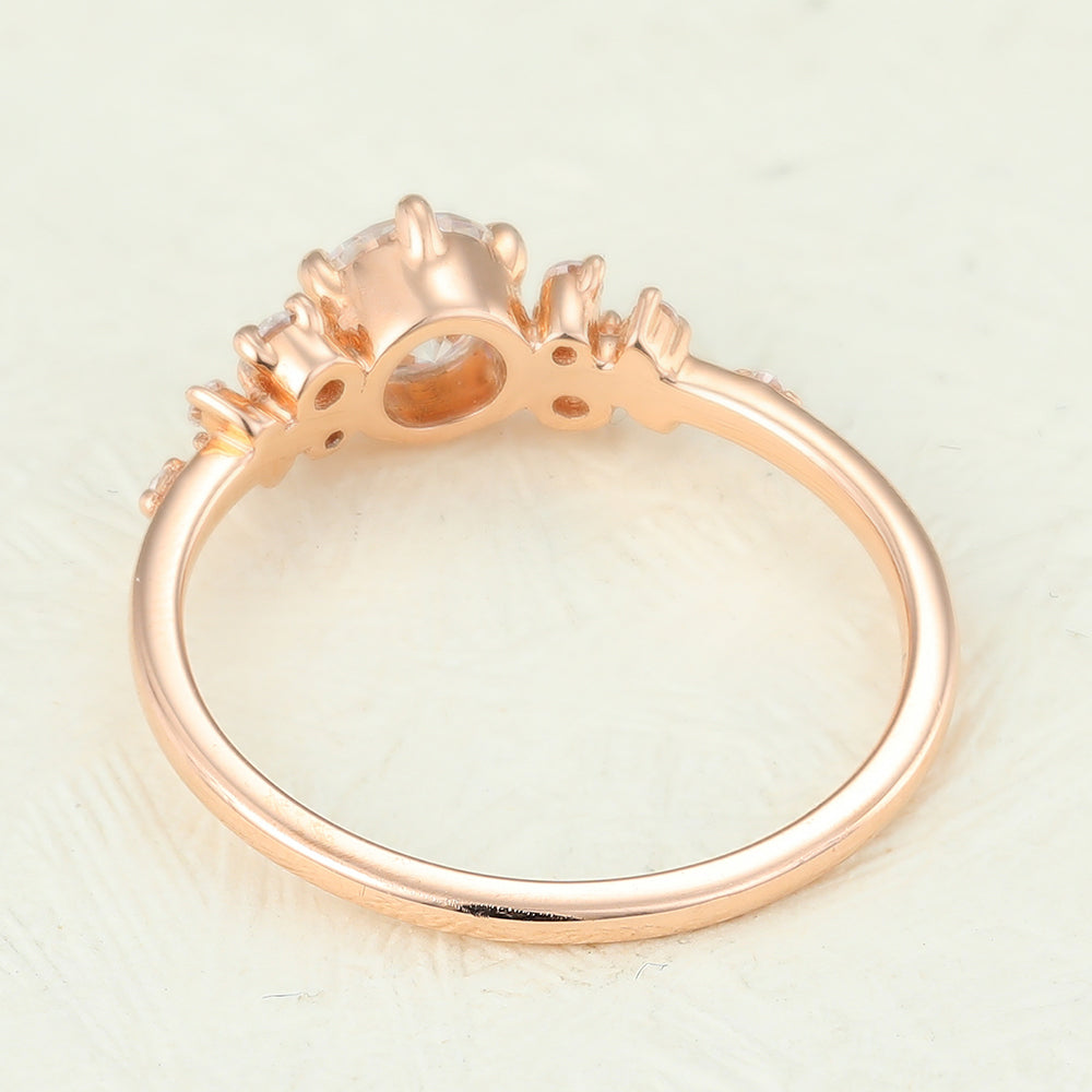 Cluster Engagement Ring Featuring 0.41 CT Round Moissanite 5