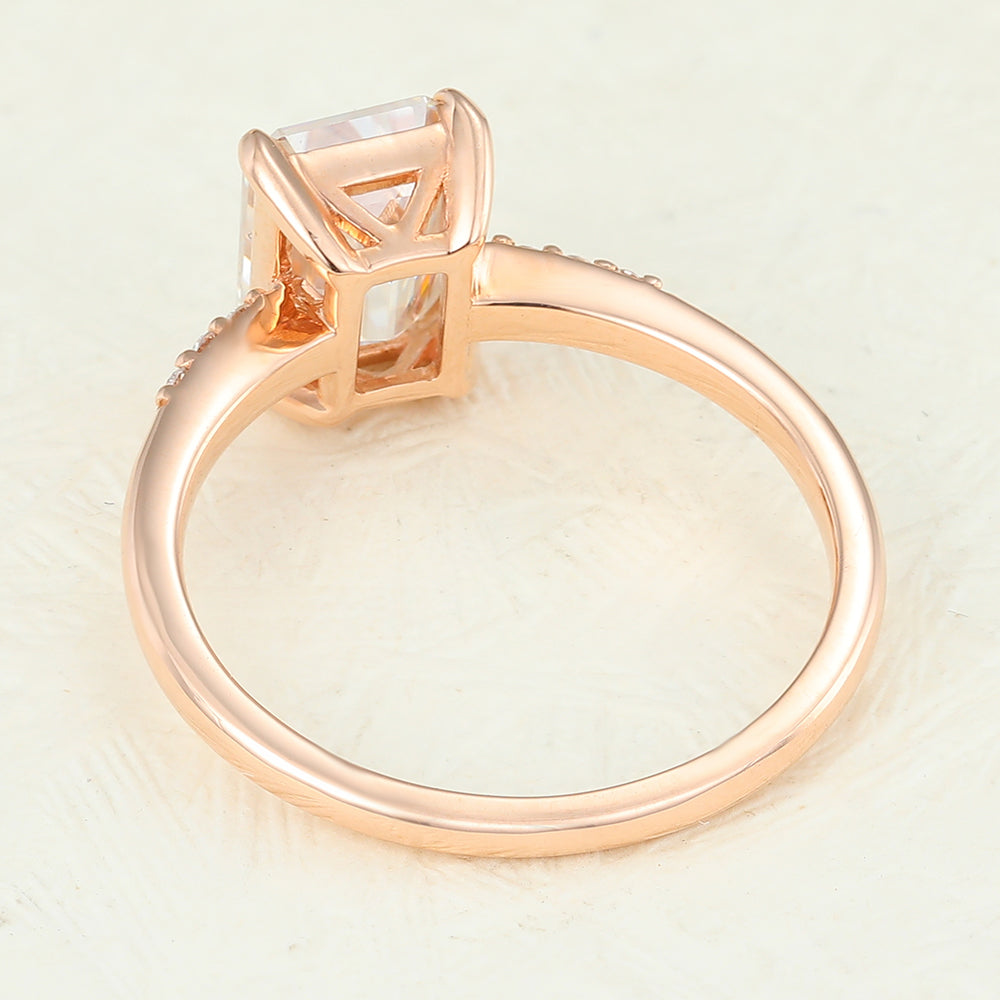 Pave Engagement Ring Featuring 1.60 CT Emerald Moissanite 5