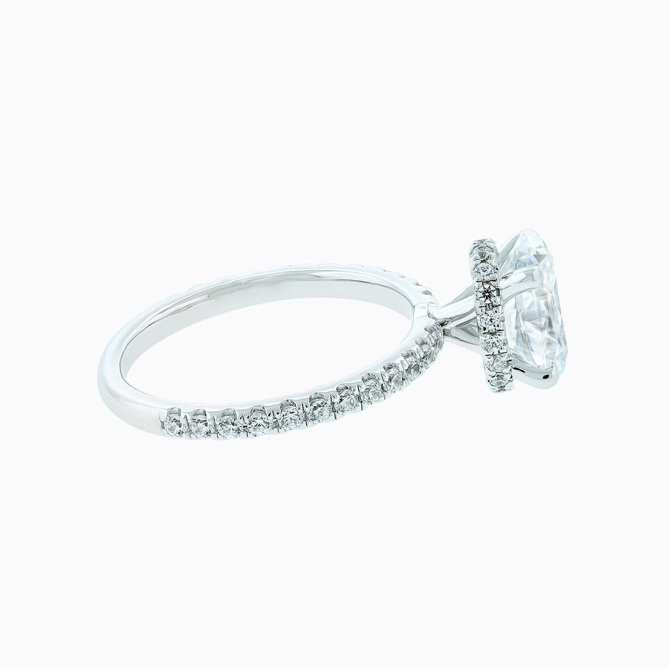 2.50 CT Oval Shaped Moissanite Hidden Halo & Pave Engagement Ring