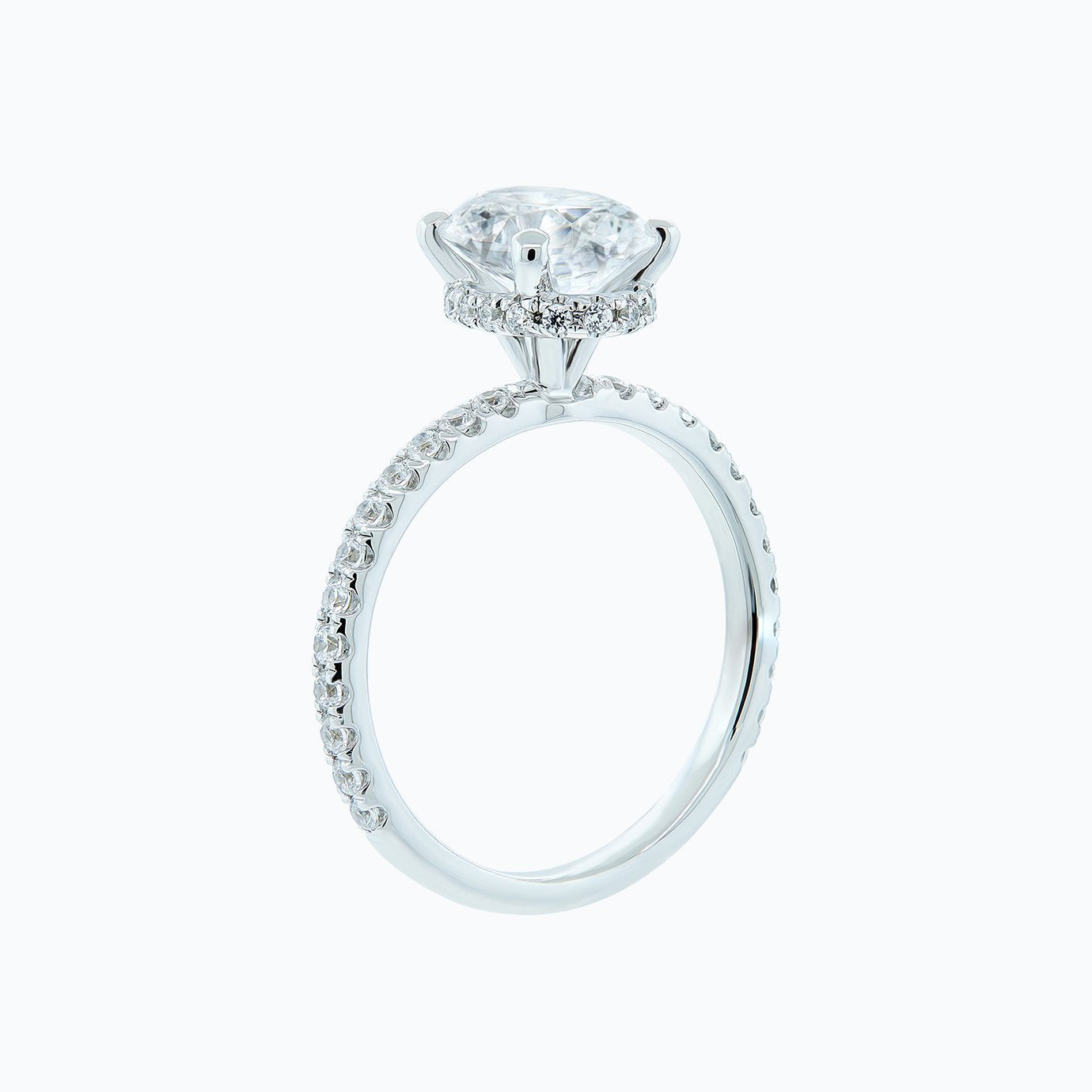 2.50 CT Oval Shaped Moissanite Hidden Halo & Pave Engagement Ring