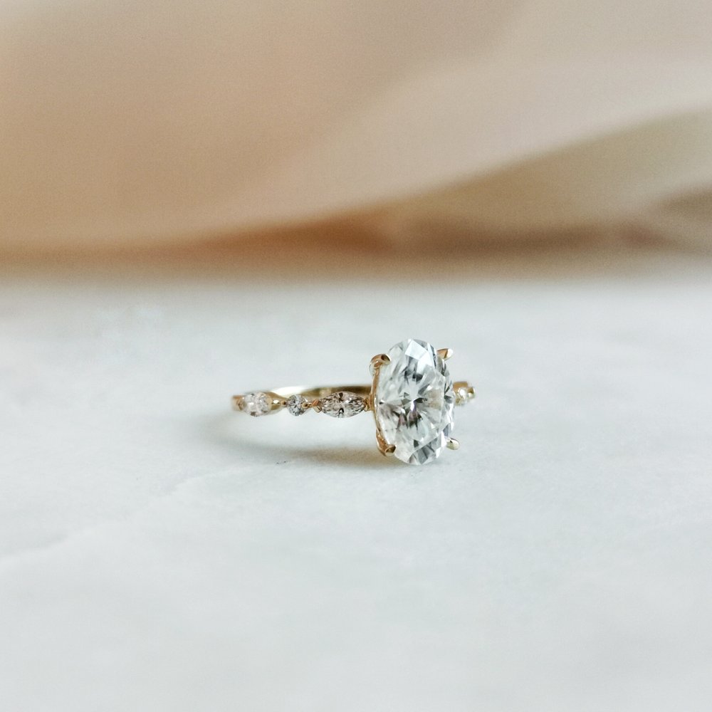 1.70 CT Oval Shaped Moissanite Pave Engagement Ring 12