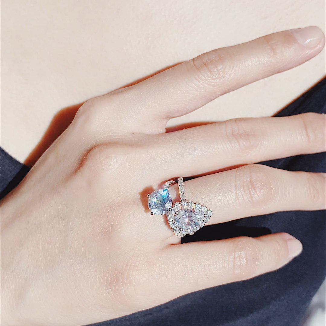 2.0 CT Round Shaped Moissanite Pave Engagement Ring