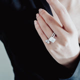 3.0 CT Radiant Shaped Moissanite Hidden Halo & Pave Engagement Ring
