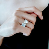 3.0 CT Radiant Shaped Moissanite Hidden Halo & Pave Engagement Ring