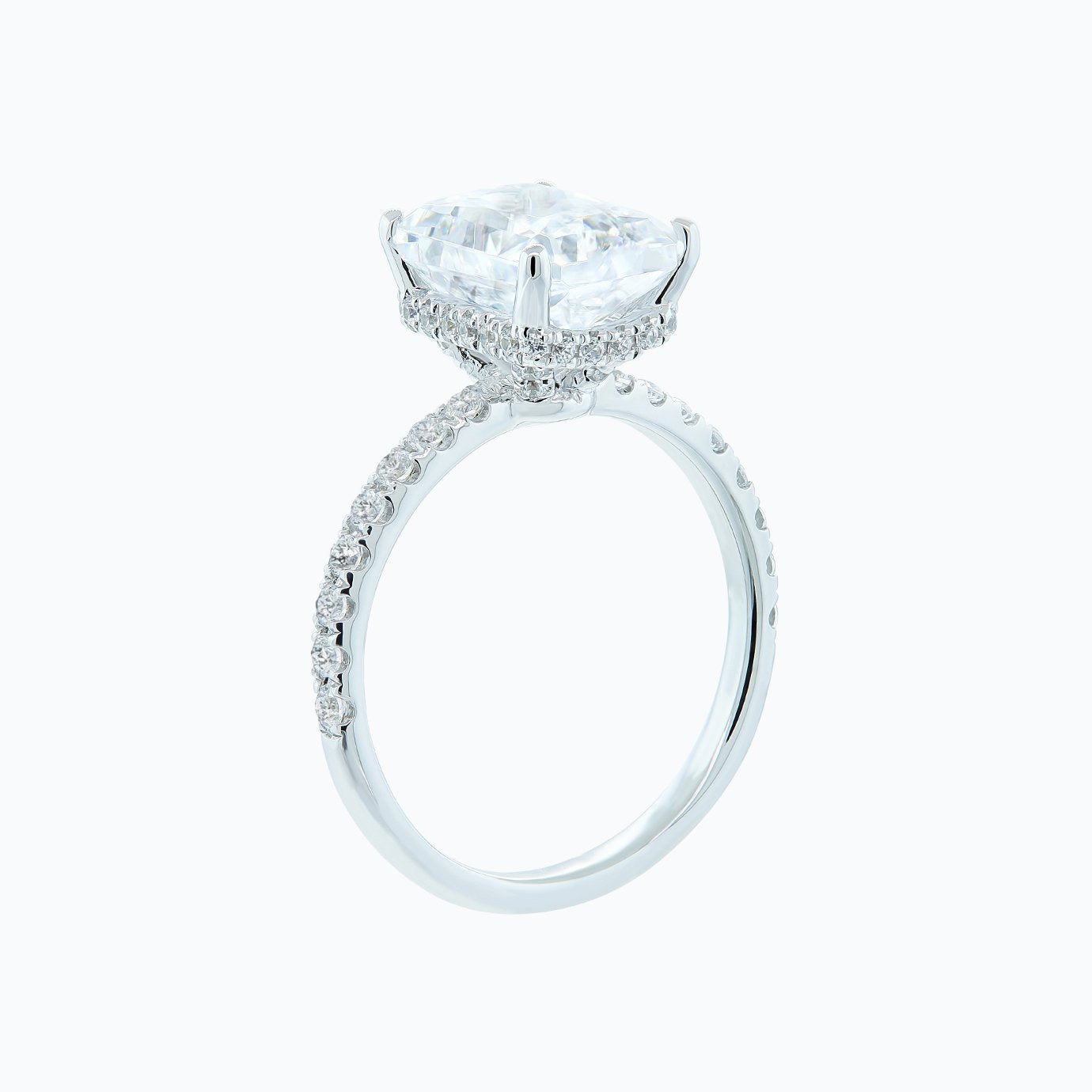 3.0 CT Radiant Shaped Moissanite Hidden Halo & Pave Engagement Ring