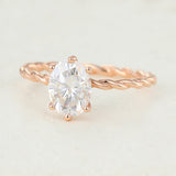 1.33 CT Oval Shaped Moissanite Solitaire Twisted Shank Engagement Ring 2