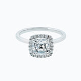 1.50 CT Asscher Shaped Moissanite Halo Engagement Ring