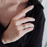 1.50 CT Asscher Shaped Moissanite Halo Engagement Ring