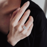 1.50 CT Asscher Shaped Moissanite Halo Engagement Ring
