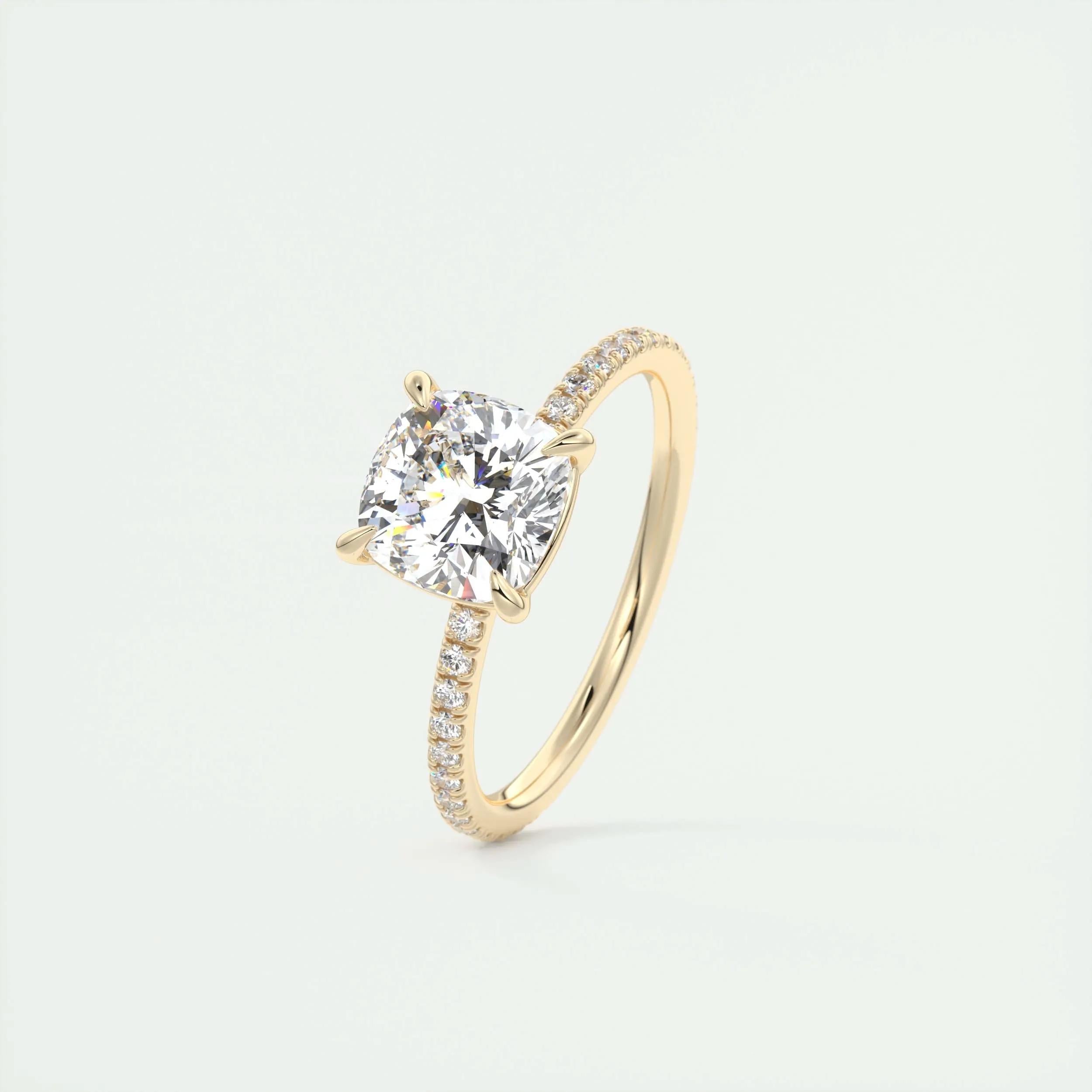 Pave Engagement Ring Featuring 2.15 CT Cushion Moissanite 11