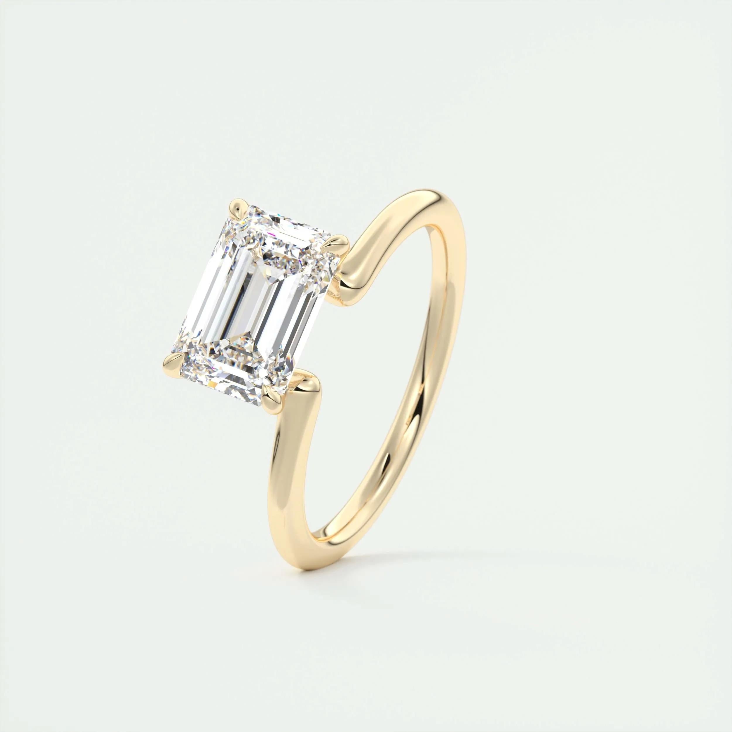 Solitaire Engagement Ring Featuring 1.91 CT East West Emerald Moissanite 11