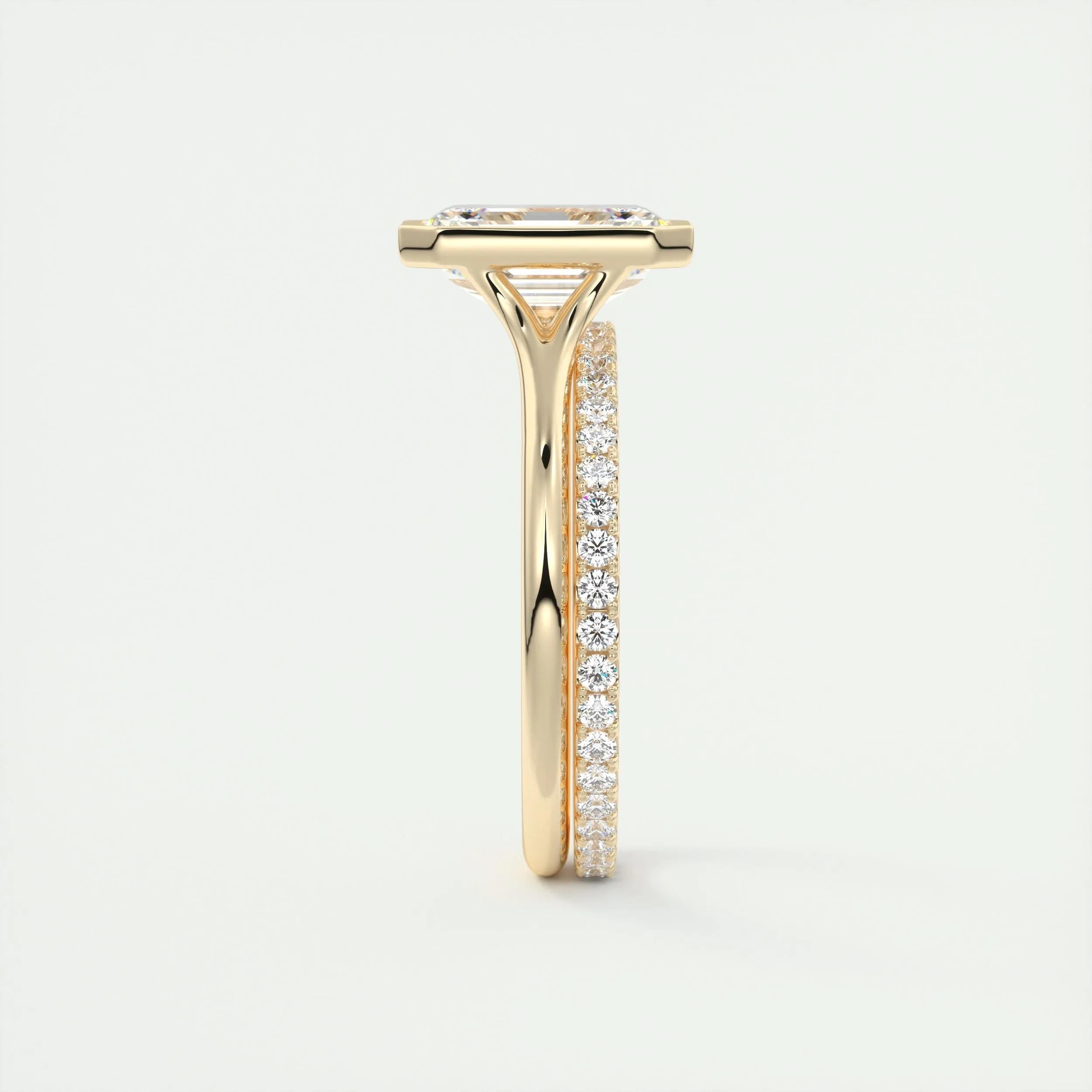 Solitaire Bezel Engagement Ring Featuring 2.03 CT Emerald Moissanite 12