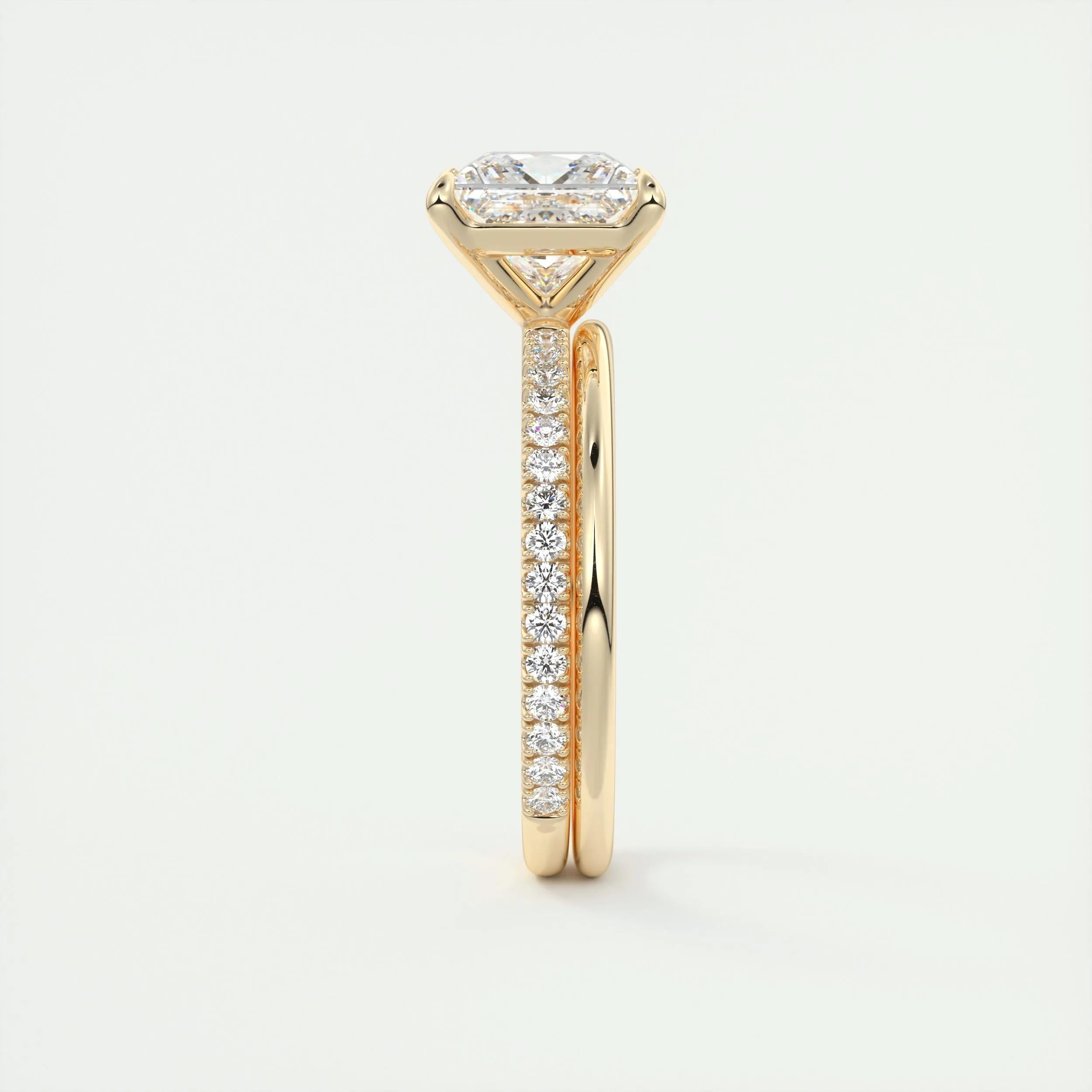 Pave Engagement Ring Featuring 2.08 CT Princess Moissanite 12