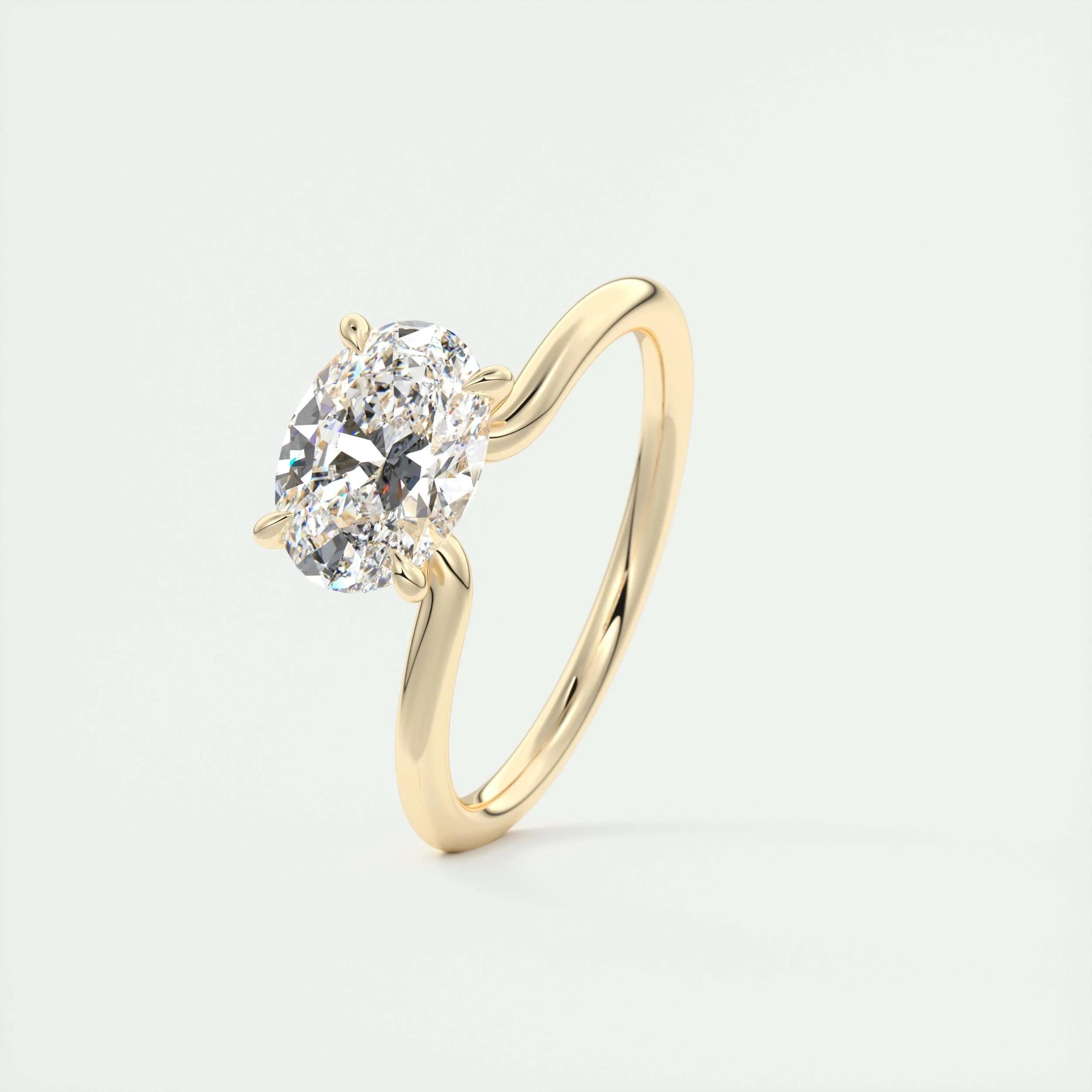 Solitaire Bezel Engagement Ring Featuring 1.91 CT Oval Moissanite 11