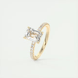1.91 CT Emerald Shape Pave Moissanite Engagement Ring 10