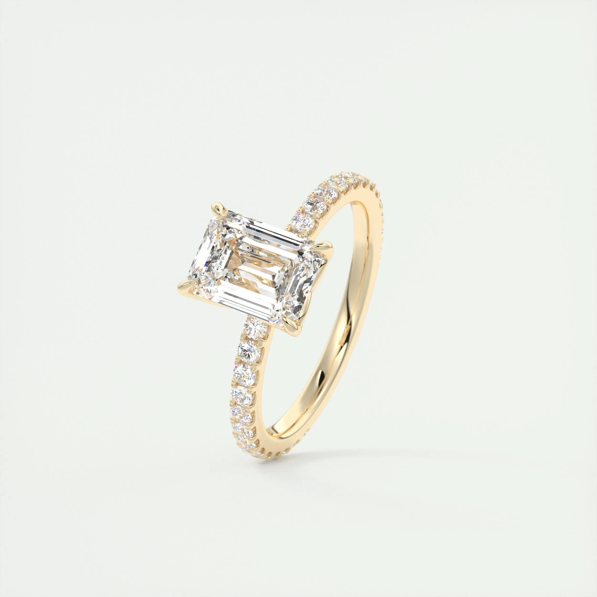 1.91 CT Emerald Shape Pave Moissanite Engagement Ring 10