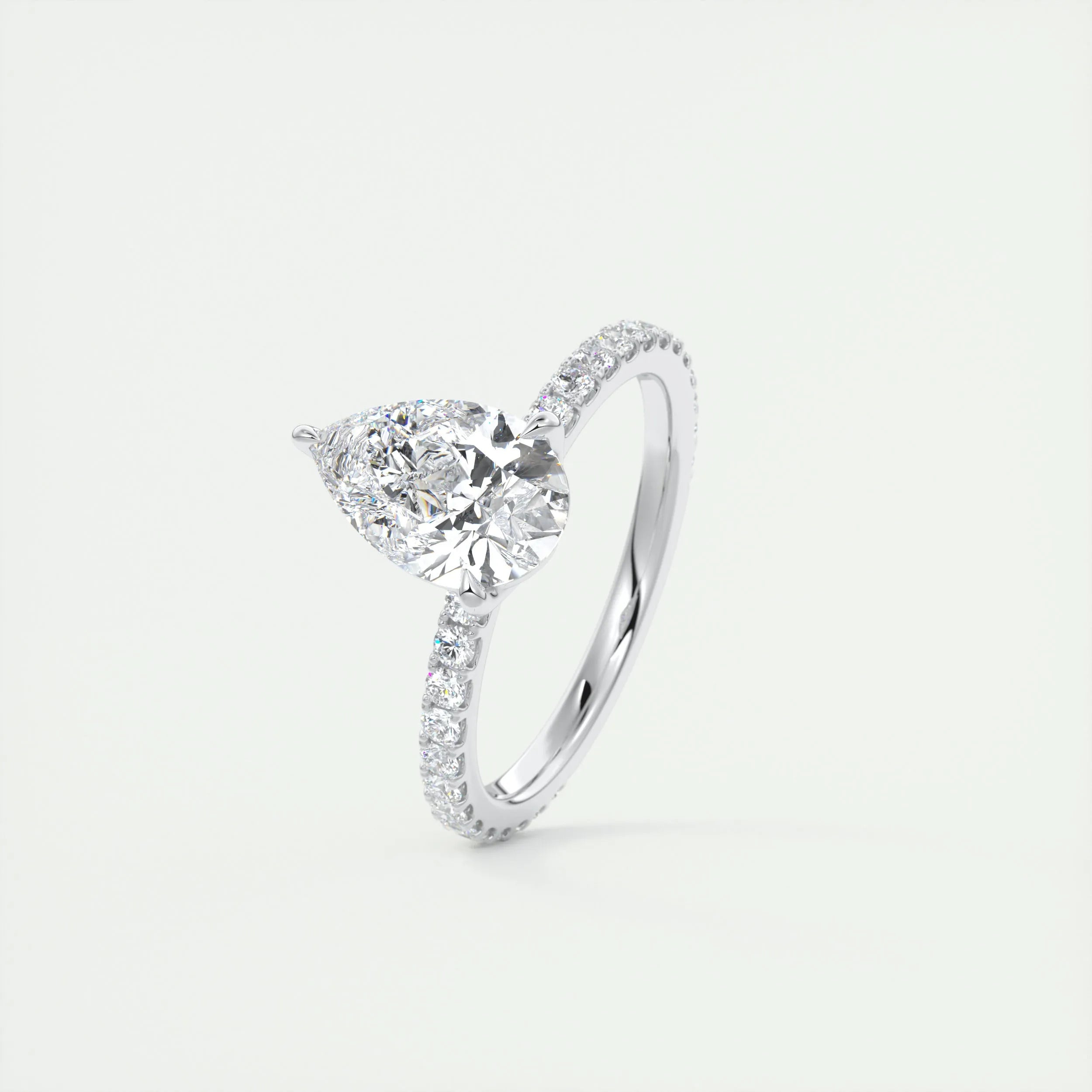 Pave Engagement Ring Featuring 1.93 CT Pear Moissanite 4