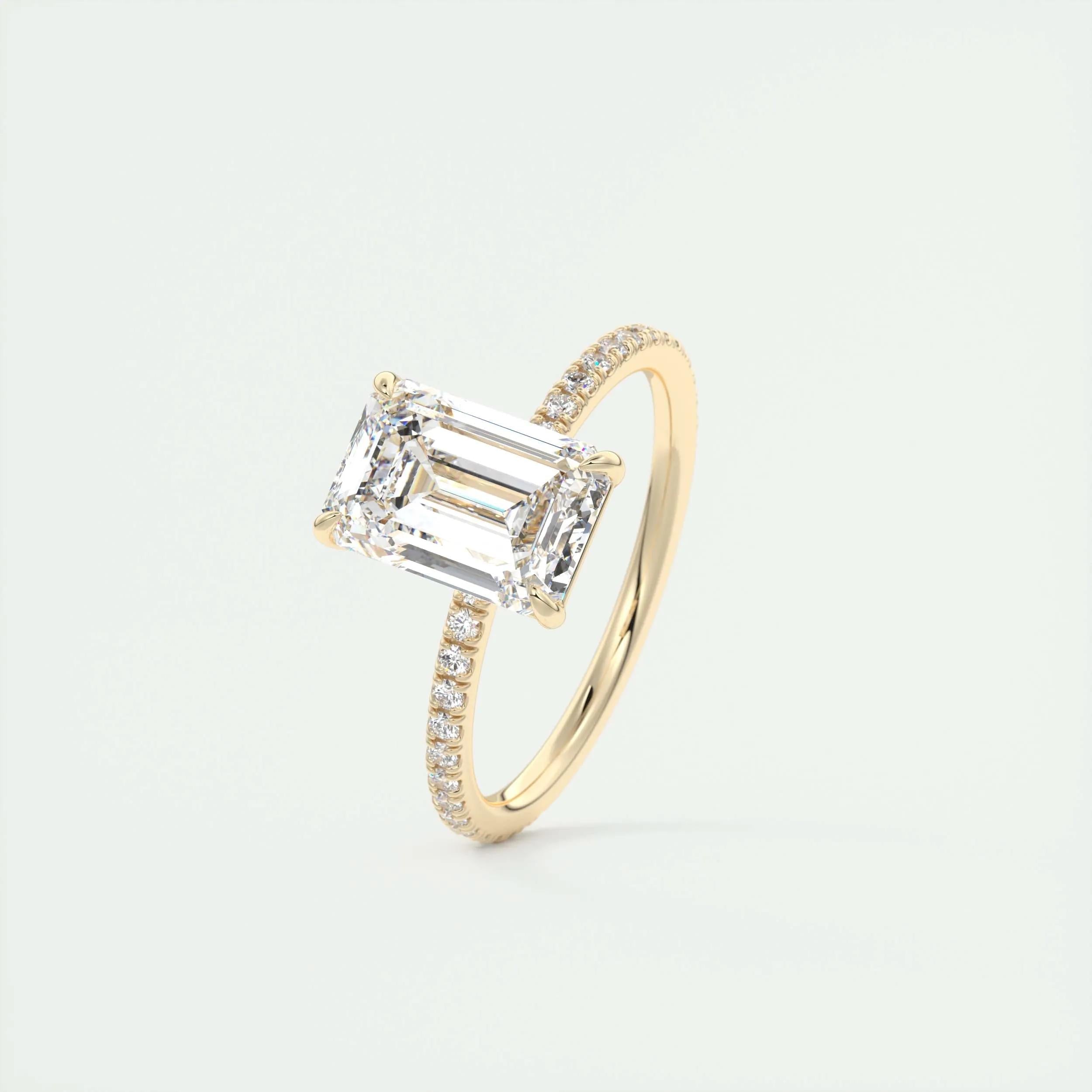 Pave Engagement Ring Featuring 1.91 CT Emerald Moissanite 11