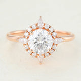Cluster Engagement Ring Featuring 0.88 CT Oval Moissanite 1