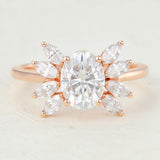 Cluster Engagement Ring Featuring 1.33 CT Oval Moissanite 1