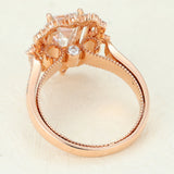 Cluster Halo Engagement Ring Featuring 1.6 CT Emerald Moissanite 4