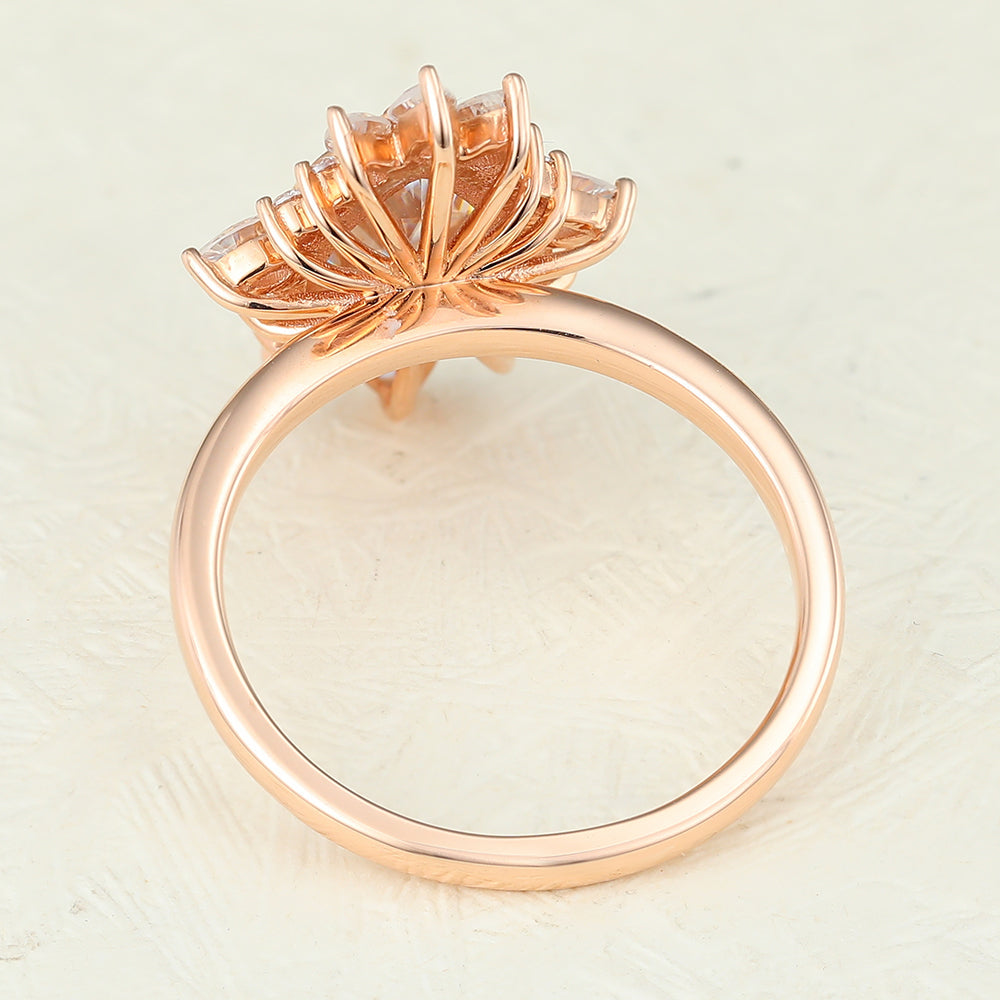 Cluster Engagement Ring Featuring 0.57 CT Pear Moissanite 3