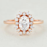 Halo Engagement Ring Featuring 1.0 CT Oval Moissanite 1