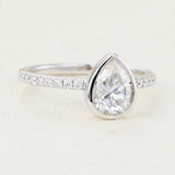 Pave Engagement Ring Featuring 1.0 CT Pear Moissanite 4