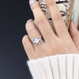 1.33 CT Oval Moissanite Cluster Bridal Ring Set