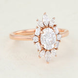 Cluster Engagement Ring Featuring 0.84 CT Oval Moissanite 3