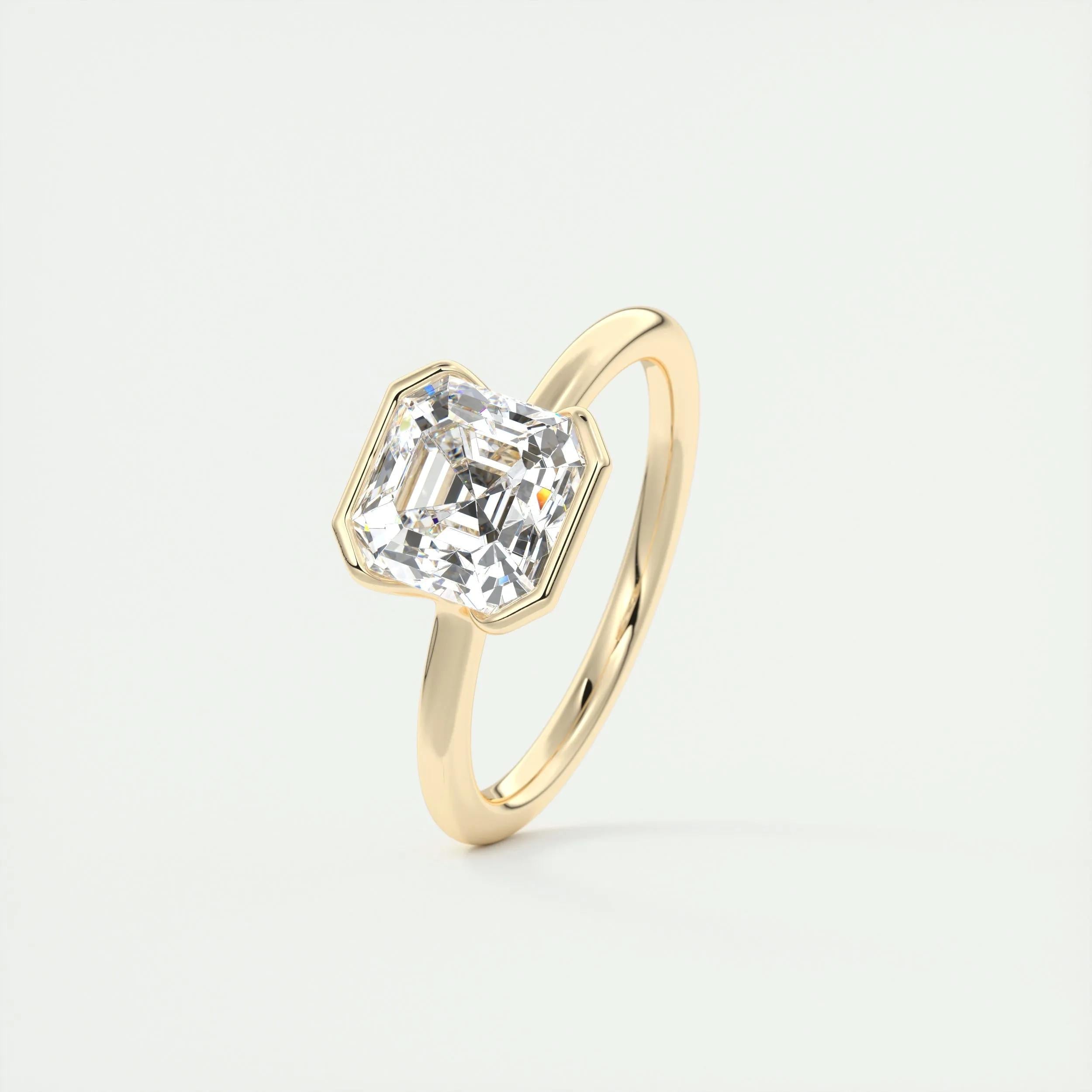 Solitaire Bezel Engagement Ring Featuring 2.03 CT Asscher Moissanite 12