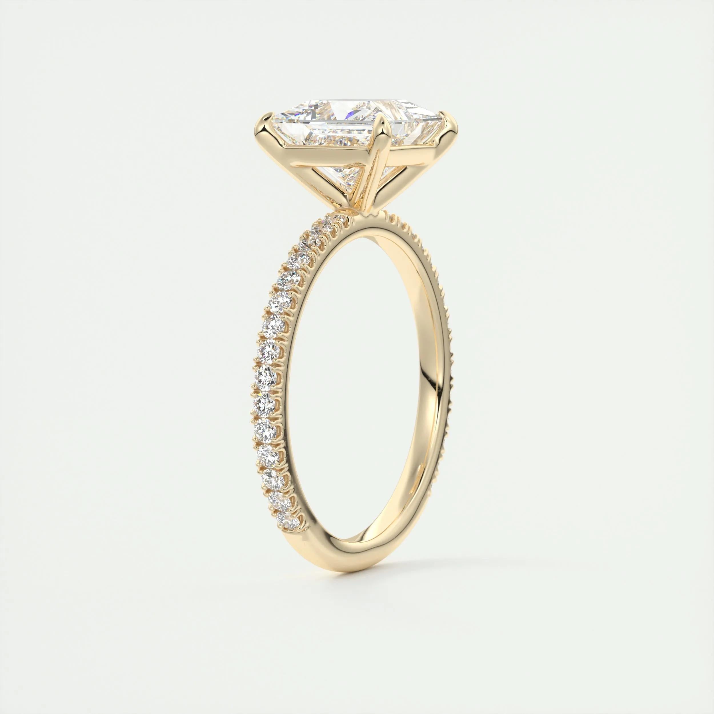 Pave Engagement Ring Featuring 2.08 CT Princess Moissanite 13