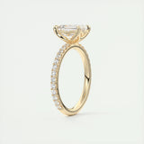 1.91 CT Emerald Shape Pave Moissanite Engagement Ring 11